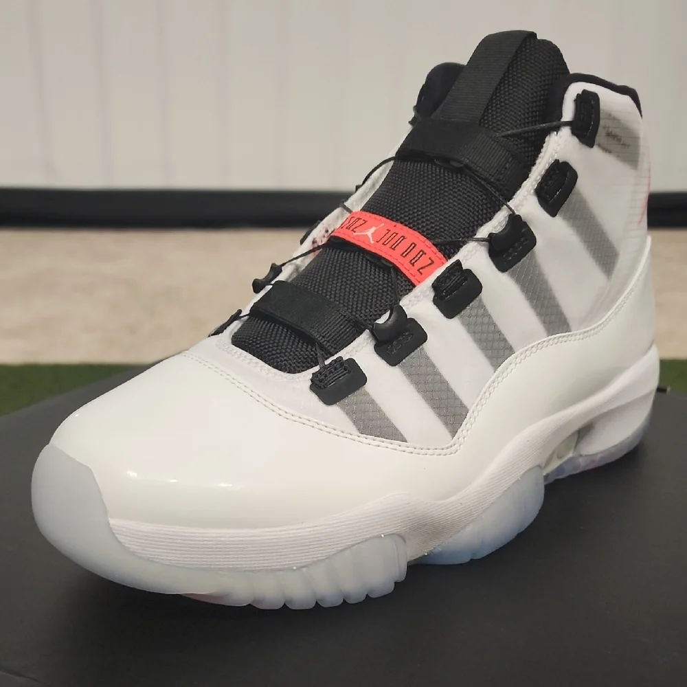 Air Jordan 11 Retro White Black Red Sneakers - Picture 3 of 9